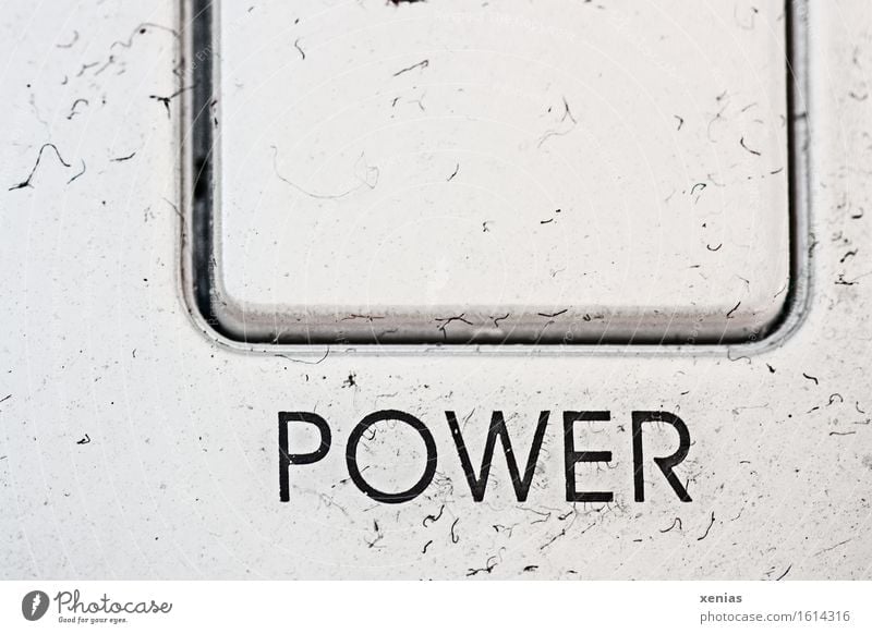 Power schwarze Schrift unter weißem Schalter power Fussel Radiogerät Gerät Kippschalter Technik & Technologie Unterhaltungselektronik Energiewirtschaft