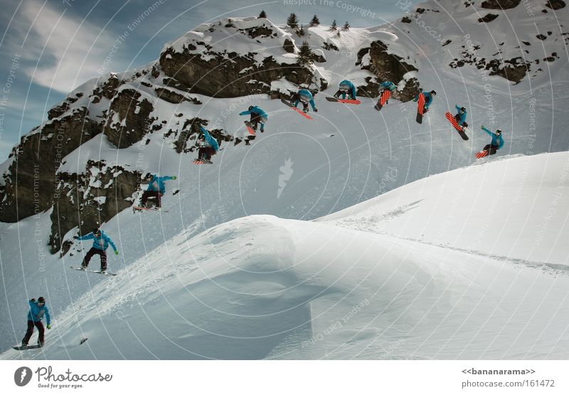Alain in der Luft Snowboarding Schnee Berge u. Gebirge springen Reihe Trick Freestyle Funsport Stil Winter Extremsport Fs 540 Rider Airtime Powder