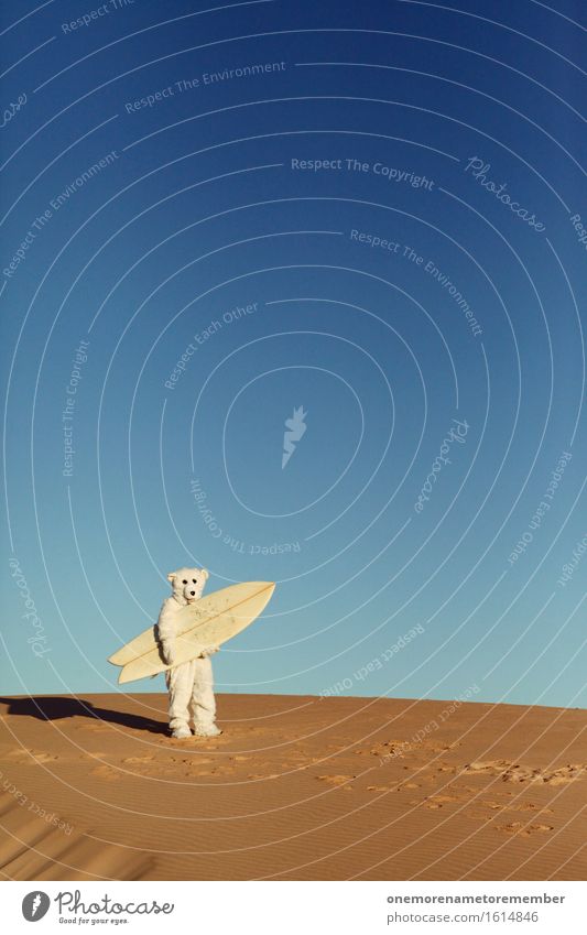 Game On! Kunst Kunstwerk ästhetisch Eisbär Kostüm Ungeheuer ungeheuerlich Surfen Surfer Surfbrett Surfschule dumm außergewöhnlich verirrt Irritation Wüste Sand