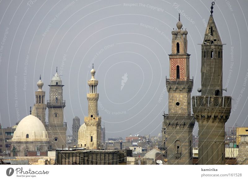 turmbau zu Islam Moschee Kairo Ägypten Silhouette Smog Gebet Landschaft Gotteshäuser mosque egypt pray muezzin landscape Turm