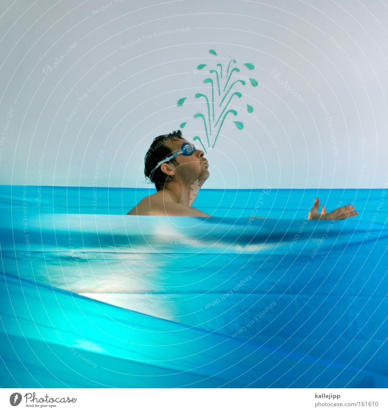 freischwimmer Mann Mensch Schwimmsport tauchen Wasser Comic spritzen Seepferdchen Rettungsschwimmer Sport Witz Schwimmbrille nackt Meer Wassersport dlrg Fisch