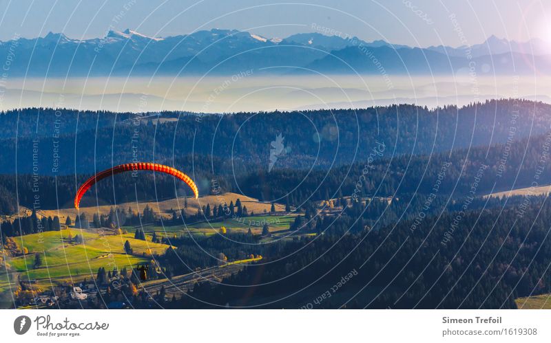 Freiheit Lifestyle Fallschirmspringen Gleitschirmfliegen Abenteuer Sommer Berge u. Gebirge Landschaft Himmel Schönes Wetter Hügel Felsen Alpen Schwarzwald
