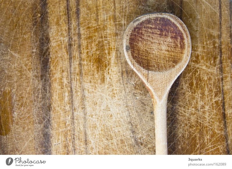 Kochlöffel Ernährung Holz Küche Manuelles Küchengerät Löffel Maserung Oberfläche Strukturen & Formen Holzbrett