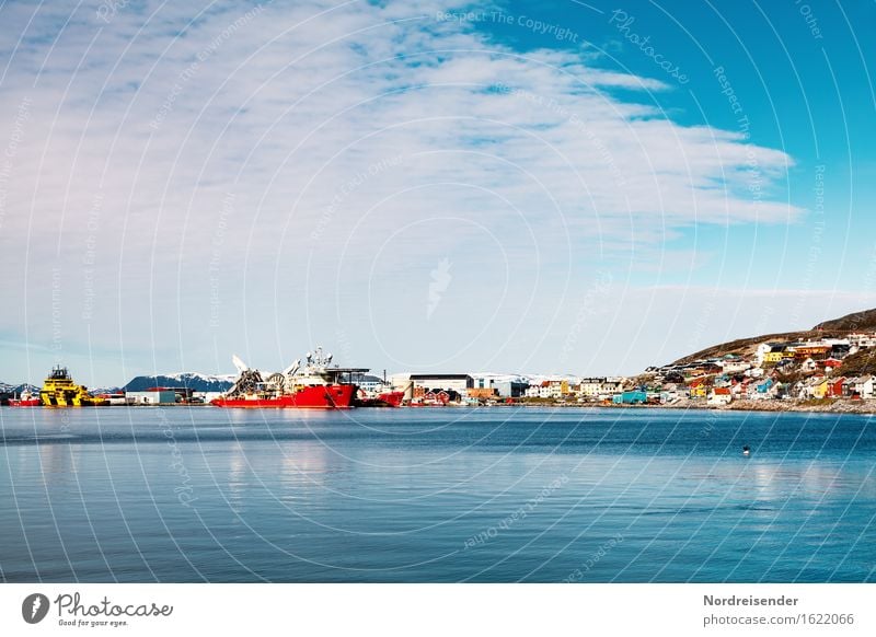 Hammerfest Ferien & Urlaub & Reisen Tourismus Arbeit & Erwerbstätigkeit Güterverkehr & Logistik Energiewirtschaft Himmel Wolken Sommer Schönes Wetter Küste Meer