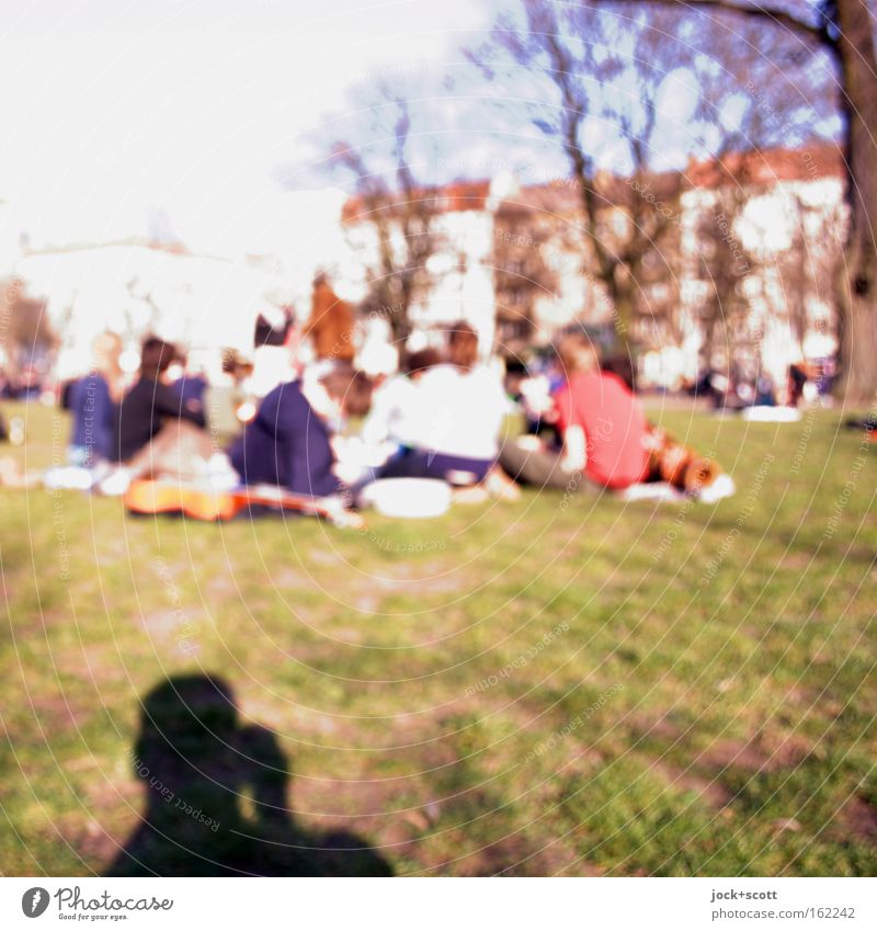 Boxhagener Platz (Frühlingstag) Picknick Menschengruppe Park Wiese Kommunizieren sitzen Zusammensein Frühlingsgefühle Erholung Gesellschaft (Soziologie) Leben