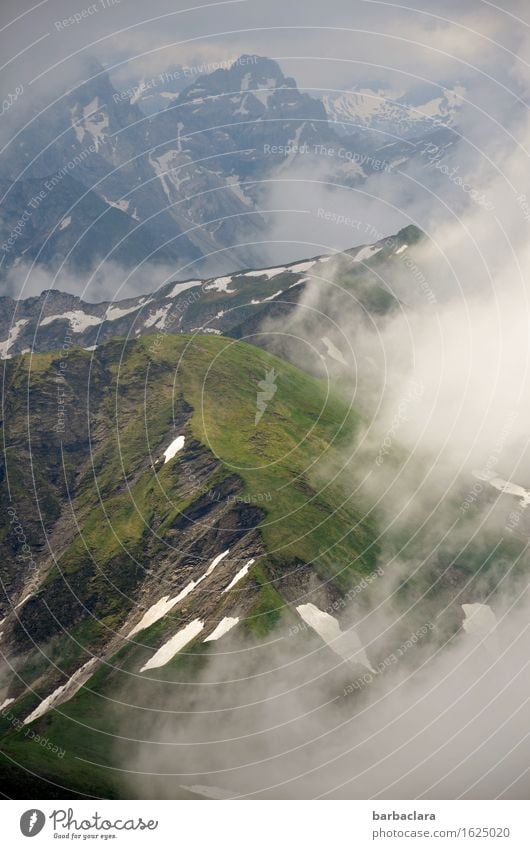 Doppeldeutigkeiten l abdampfen Ferien & Urlaub & Reisen wandern Landschaft Urelemente Erde Luft Wolken Nebel Alpen Berge u. Gebirge Gipfel Schneebedeckte Gipfel