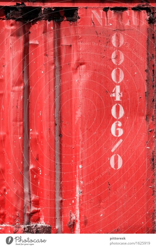 Rotes Eisen Kunst Kunstwerk ästhetisch rot Ziffern & Zahlen Container Stahl Rost massiv mehrfarbig hart Farbfoto Außenaufnahme Nahaufnahme Detailaufnahme