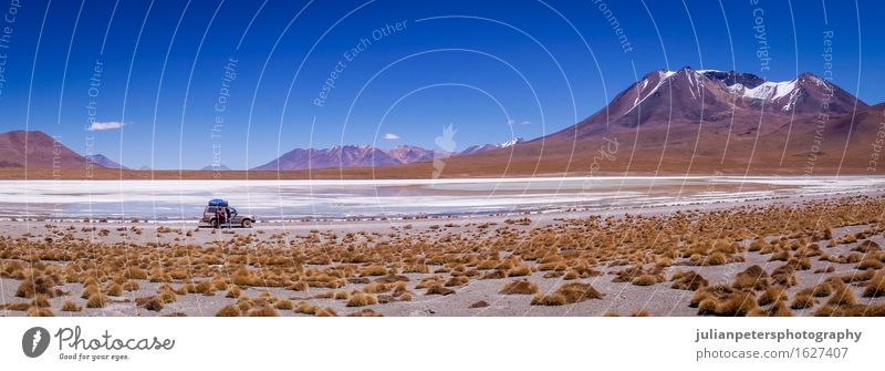 Jeepfahren in Altiplano, Bolivien Tourismus Abenteuer Sonne Menschengruppe Umwelt Natur Landschaft Erde Sand Wasser Himmel Schönes Wetter Gletscher Vulkan