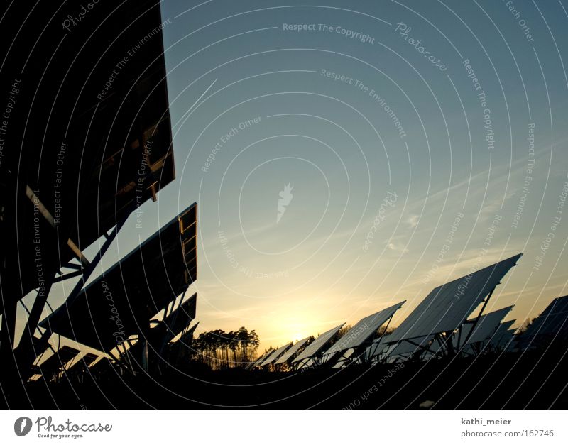 Solarfeld Bammersdorf mehrfarbig Außenaufnahme Menschenleer Textfreiraum oben Abend Dämmerung Schatten Silhouette Sonnenaufgang Sonnenuntergang Gegenlicht