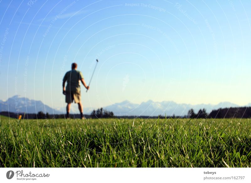 Der Golfer Berge u. Gebirge Sport Ballsport Golfplatz Alpen Allgäu Abschlag Lechbruck Farbfoto