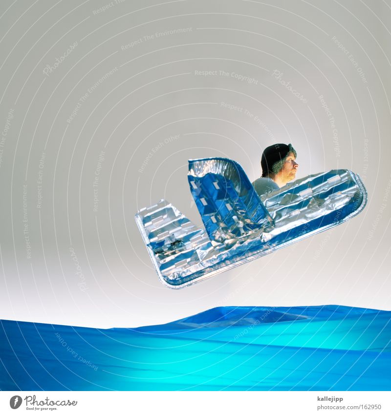 notwasserung Flugzeug Meer Atlantik Pionier Comic Abenteuer Wasser Aluminium gestellt künstlich Luftverkehr Mann Mensch obskur Charles Lindbergh