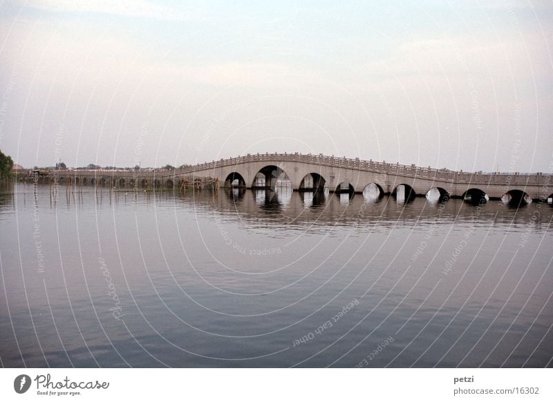 Quanfu Bridge China Venedig Morgen Zhouzhuang Brücke Wasser Fluss Morgendämmerung