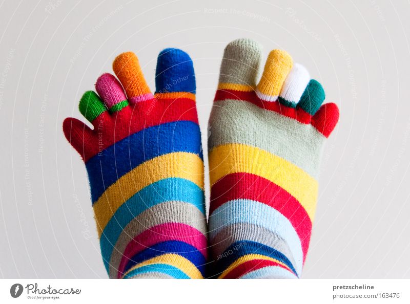 zehensocken Strümpfe Zehen Zehenspitze Streifen gestreift Fundament mehrfarbig Bekleidung Farbe Freizeit & Hobby Fuß Körperteile Beine Bewegung