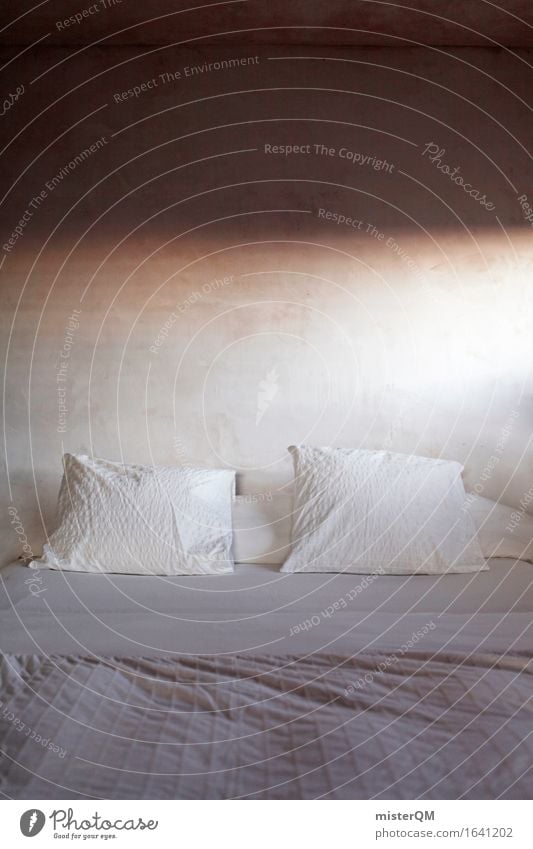 Zwei Kissen Kunst Kunstwerk ästhetisch Bett Bettwäsche Bettdecke Bettlaken weich schlafen Schlafzimmer ruhig Erholung Schlafplatz Farbfoto mehrfarbig