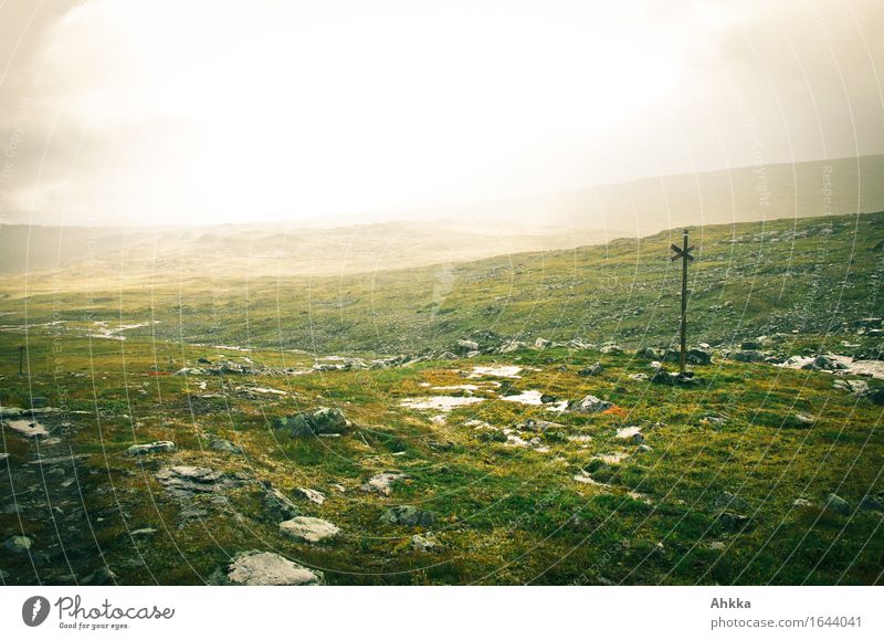 Tundra II Landschaft schlechtes Wetter Unwetter Wind Sturm Regen Wege & Pfade Schilder & Markierungen Unendlichkeit nass wild Glaube demütig Zukunftsangst