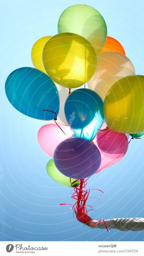 99 Luftballons Farbfoto mehrfarbig Außenaufnahme abstrakt Menschenleer Tag Licht Kontrast Sonnenlicht Gegenlicht Starke Tiefenschärfe Zentralperspektive