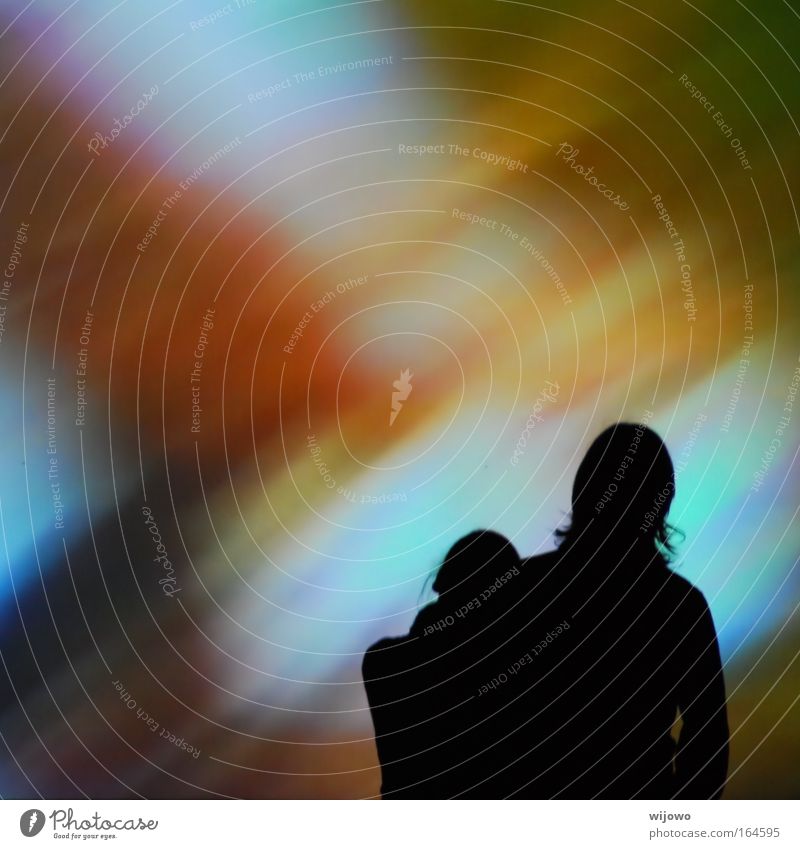 farbenrausch Farbfoto mehrfarbig Innenaufnahme Experiment abstrakt Textfreiraum oben Hintergrund neutral Silhouette Lichterscheinung Schwache Tiefenschärfe