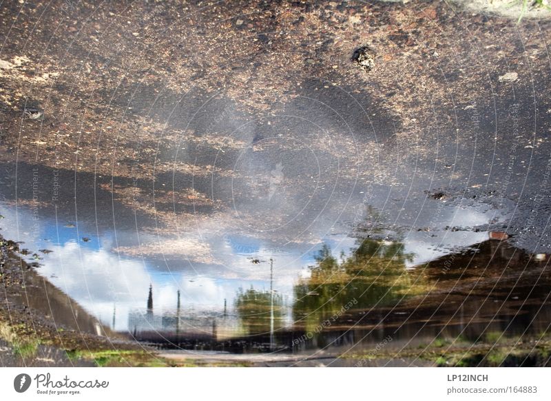 Wohlverdiente Mittagspause Farbfoto Außenaufnahme Detailaufnahme Textfreiraum oben Tag Reflexion & Spiegelung Unschärfe Umwelt Wasser Himmel Wolken Regen Baum