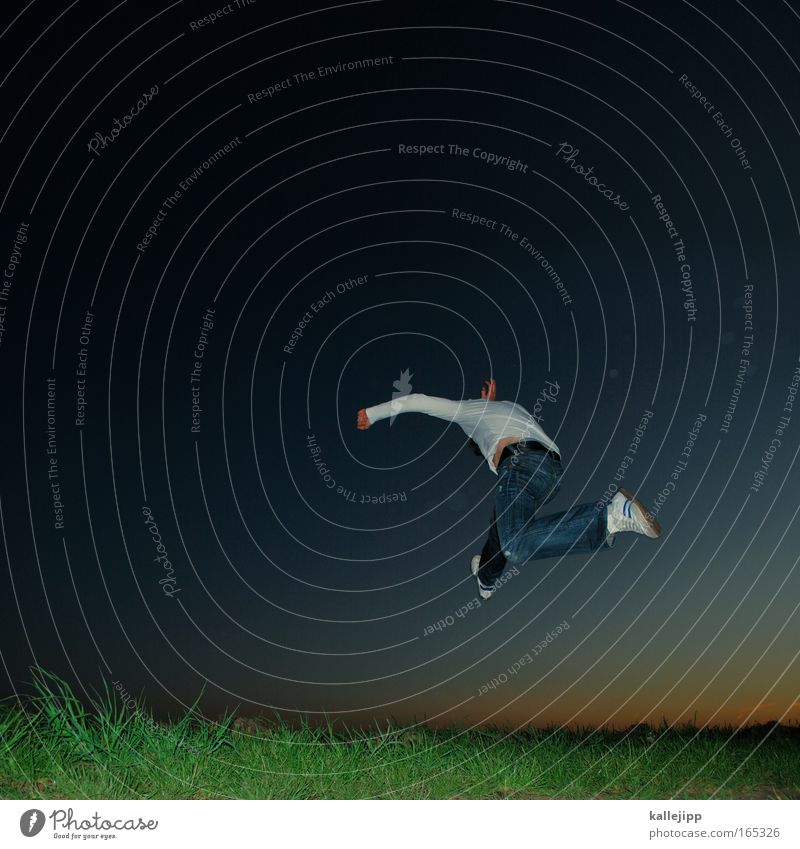 hasenfuß Dämmerung Ganzkörperaufnahme Mensch Mann Erwachsene 1 18-30 Jahre Jugendliche Tänzer Umwelt Natur Landschaft Pflanze Erde Nachthimmel Horizont