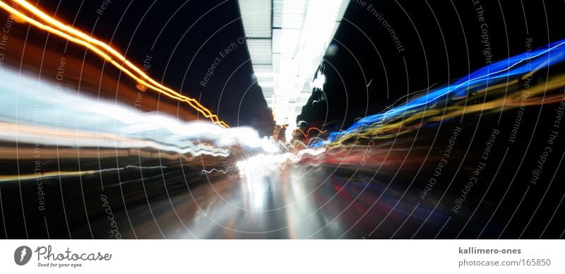 Go Fast mehrfarbig Außenaufnahme abstrakt Nacht Licht Langzeitbelichtung Verkehr Verkehrsmittel Verkehrswege Straßenverkehr Autofahren Autobahn Fahrzeug PKW