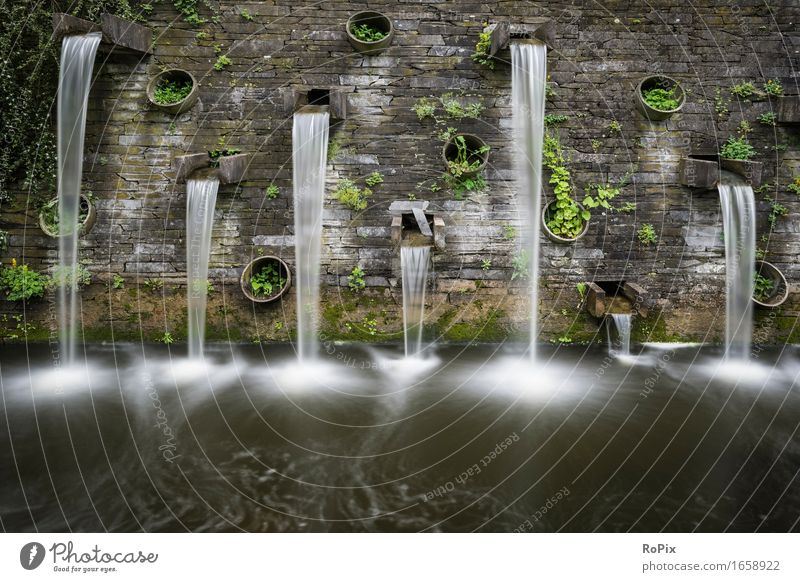 fountains harmonisch Erholung Meditation Skulptur Natur Landschaft Pflanze Wasser Garten Park Teich Architektur Mauer Wand springbrunnen Sehenswürdigkeit