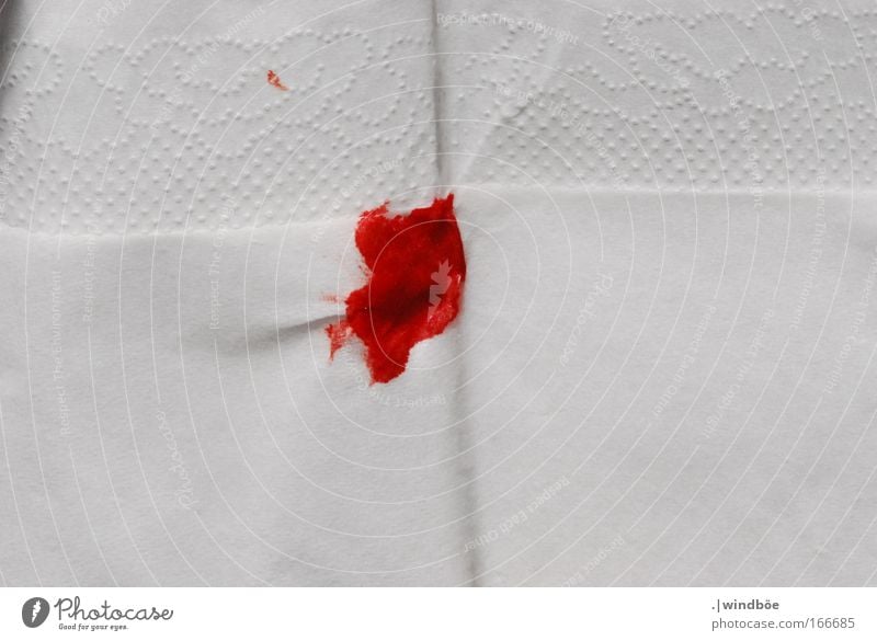 Blutgruppe A Farbfoto Nahaufnahme Menschenleer Tag Flüssigkeit frisch nass Leben Taschentuch Warmherzigkeit rot weiß Schmerz Gewalt außergewöhnlich