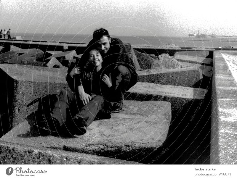 Retro 2001 Horizont Beton Menschengruppe Nordsee Paar
