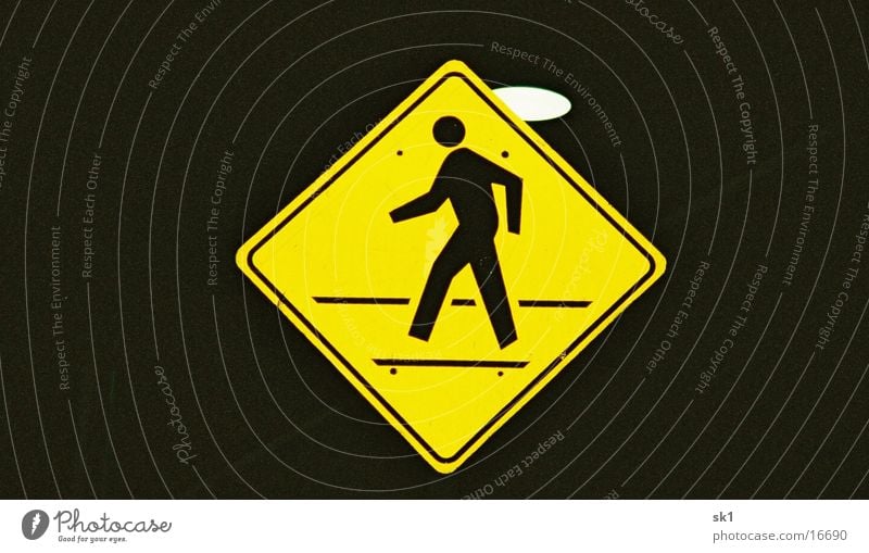 Pedestrian Fußgänger gelb Straßennamenschild Amerika Dinge