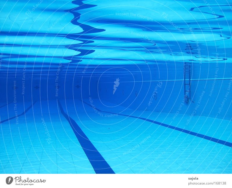 / \ \ ' pool Freizeit & Hobby Schwimmbad Urelemente Wasser blau Freude Perspektive Sport Trennlinie Leiter Reflexion & Spiegelung Wellenschlag Wassersport