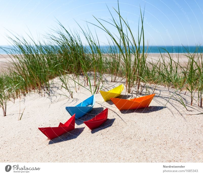 Sommerzeit Spielen Basteln Ferien & Urlaub & Reisen Sommerurlaub Strand Meer Sand Wasser Wolkenloser Himmel Sonne Schönes Wetter Gras Nordsee Ostsee Schifffahrt