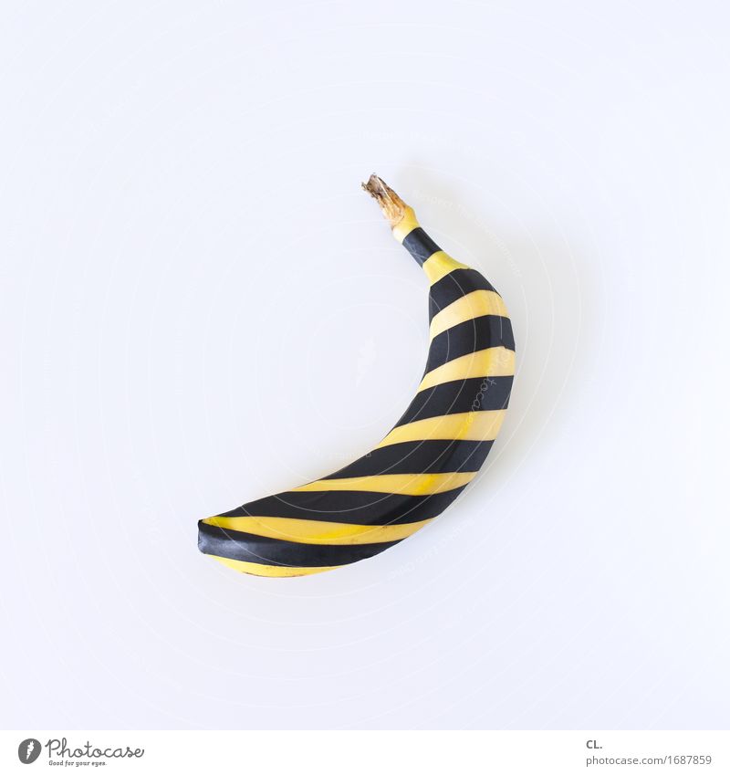 banane, gestreift Lebensmittel Frucht Banane Ernährung Bioprodukte Diät Fasten Kunst ästhetisch außergewöhnlich gelb schwarz einzigartig Idee Inspiration