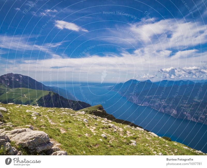 Till the Horizon Natur Landschaft Wasser Himmel Wolken Sonnenlicht Sommer Gras Berge u. Gebirge Altissimo di Nago Gipfel See Gardasee schön Zufriedenheit 2016