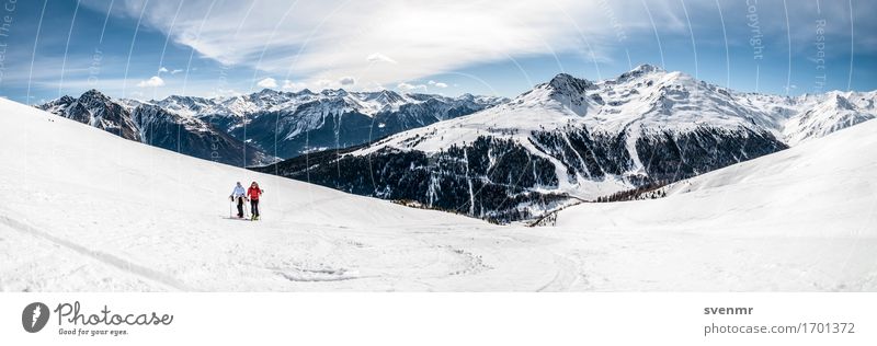 Alpen-Skitour Panorama Freizeit & Hobby Ferien & Urlaub & Reisen Tourismus Abenteuer Ferne Freiheit Winterurlaub Sport Skifahren Mensch Partner 2 Landschaft
