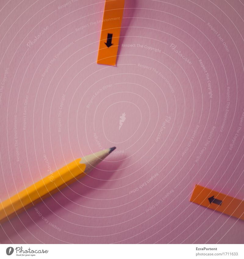 mäßig spitzer Bleistift Freizeit & Hobby Basteln Büroarbeit Arbeitsplatz Schreibwaren Papier Zeichen Pfeil zeichnen schreiben violett orange zeigen Hinweis