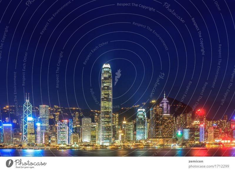 Hong Kong Skyline bei Nacht schön Ferien & Urlaub & Reisen Tourismus Meer Insel Büro Kapitalwirtschaft Business Landschaft Himmel Stadt Stadtzentrum Hochhaus