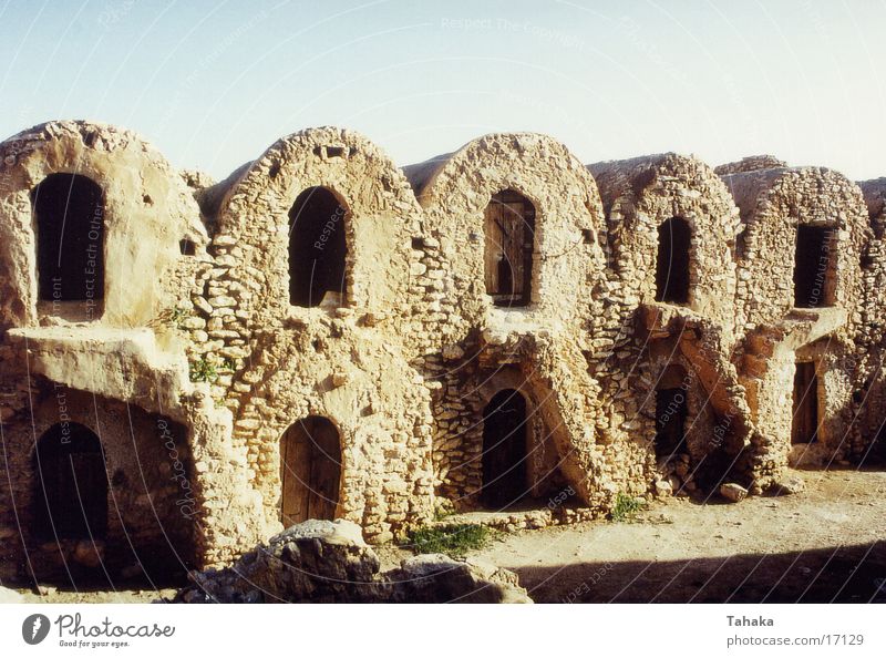 steinbauten Wohnung Raum Tunesien Afrika Architektur Einzimmerwohnungen Wüste