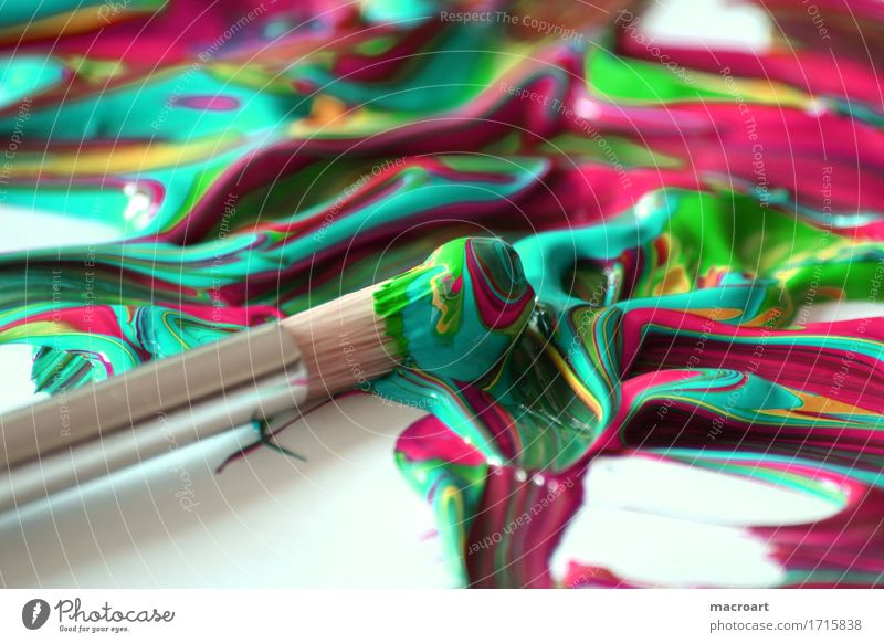 Kunst malen Pinsel Acrylfarbe Farbe mischen Mischung mehrfarbig Nahaufnahme Detailaufnahme