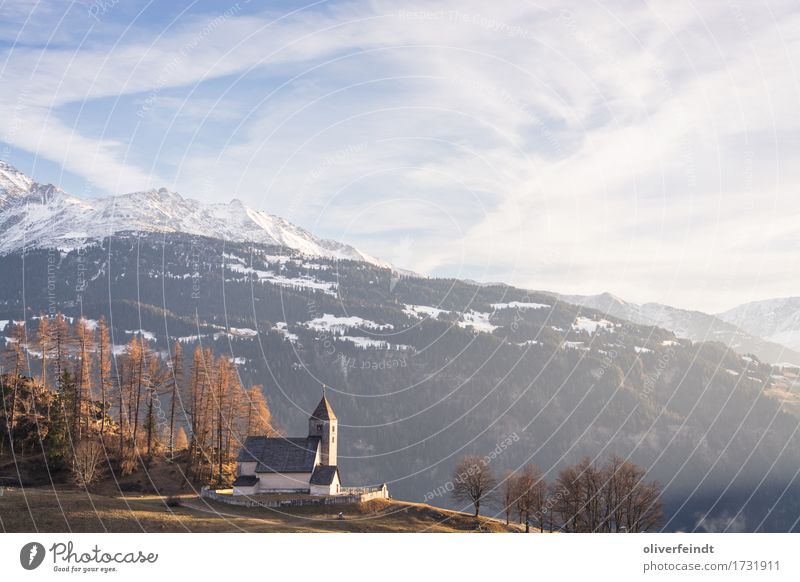 Schweiz - Falera II Ferien & Urlaub & Reisen Ausflug Ferne Freiheit Umwelt Natur Landschaft Himmel Horizont Winter Schönes Wetter Wald Hügel Felsen Alpen