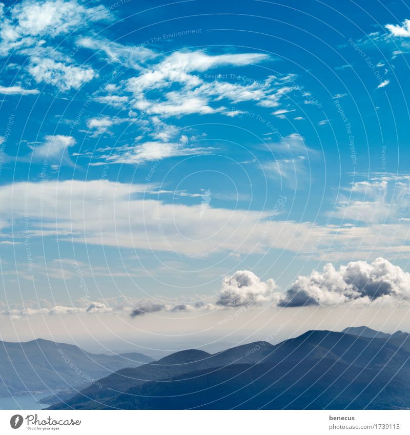 cloudline Sommer Berge u. Gebirge Natur Landschaft Luft Himmel Wolken Horizont Wetter Schönes Wetter Hügel Kanton Tessin Bergkette Wolkenformation Wolkenband