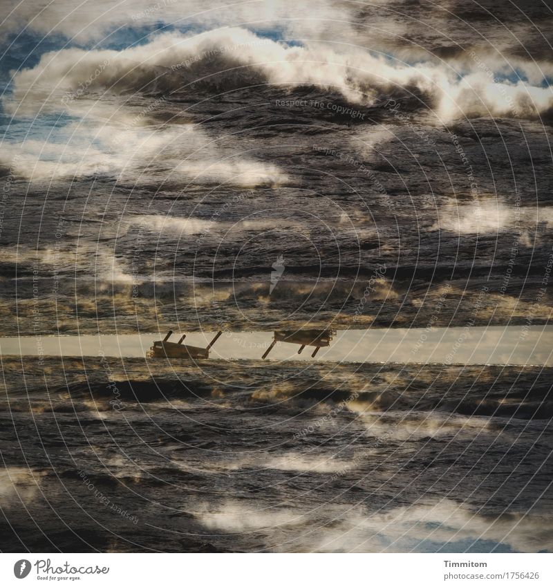 Wie ist mir? Ferien & Urlaub & Reisen Umwelt Urelemente Wasser Himmel Wolken Nordsee Dänemark Plattform beobachten Blick ästhetisch blau braun weiß Gefühle