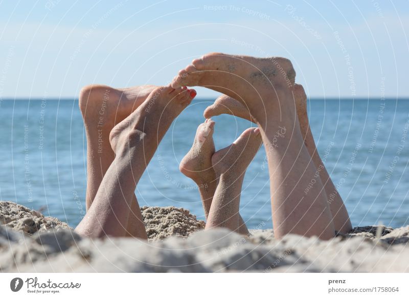 alles muss raus maskulin feminin Beine Fuß 3 Mensch Umwelt Natur Landschaft Sommer Schönes Wetter Strand Ostsee blau braun grau Sand Darß Farbfoto Außenaufnahme