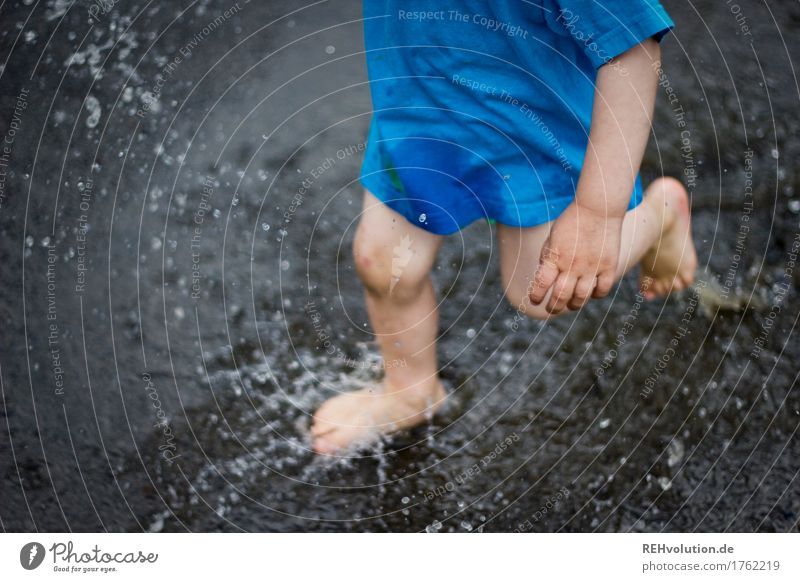 klangfarbe | pitschpatsch Mensch maskulin Kind Kleinkind Junge Hand Beine Fuß 1 T-Shirt Wasser laufen rennen Spielen springen authentisch Glück klein nass