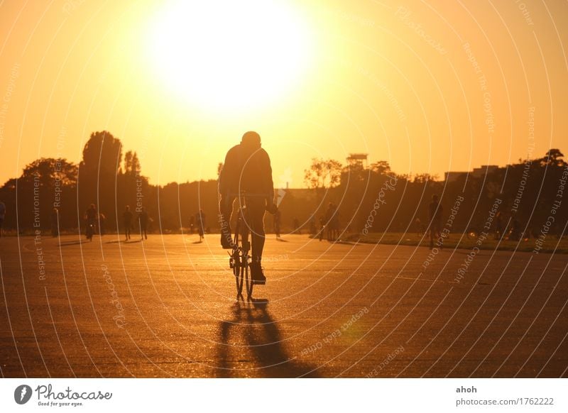 Tempelhofer Feld #6 Lifestyle Freude Freizeit & Hobby Freiheit Sommer Sonne Fahrradfahren Feierabend Natur Landschaft Sonnenaufgang Sonnenuntergang Sonnenlicht