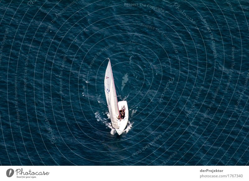 Segelboot auf blauem Gardasee II Tourismus Ferien & Urlaub & Reisen Freiheit Sightseeing Schönes Wetter Natur See Sommer Kreuzfahrt Umwelt Ferne Wellen