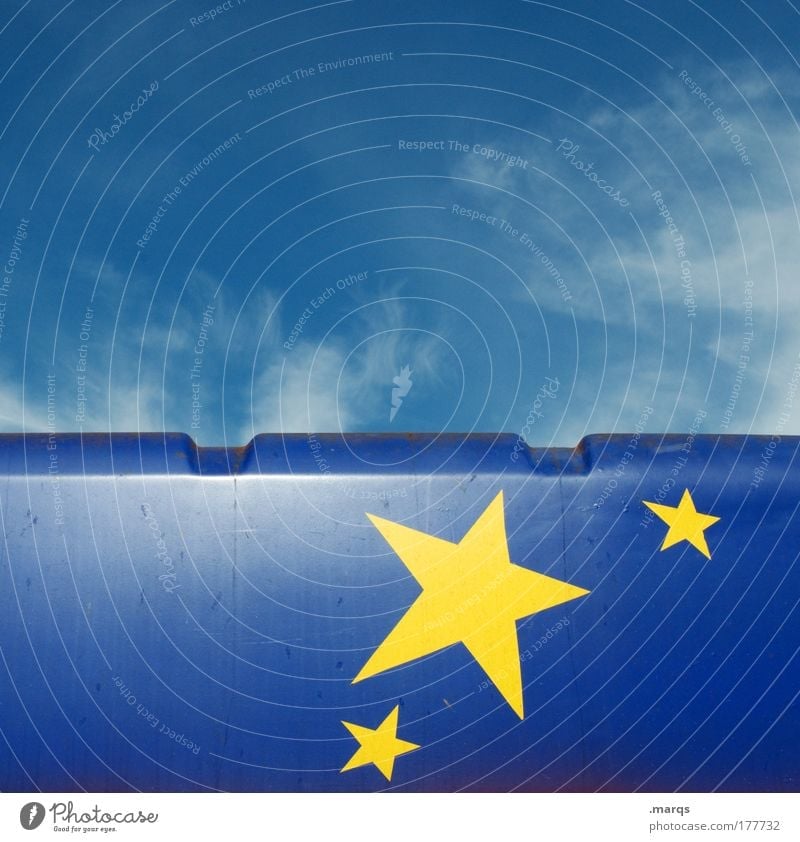 Sternenhimmel Farbfoto Außenaufnahme Textfreiraum oben Himmel Schönes Wetter Zeichen glänzend leuchten außergewöhnlich einzigartig blau gelb Weltall Europafahne