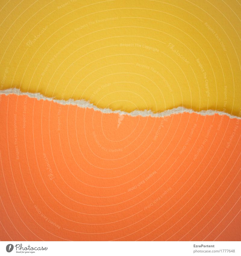 G~O Stil Design Dekoration & Verzierung Papier Linie hell gelb orange Farbe Werbung Riss Am Rand Strukturen & Formen Hälfte Trennung Grafik u. Illustration