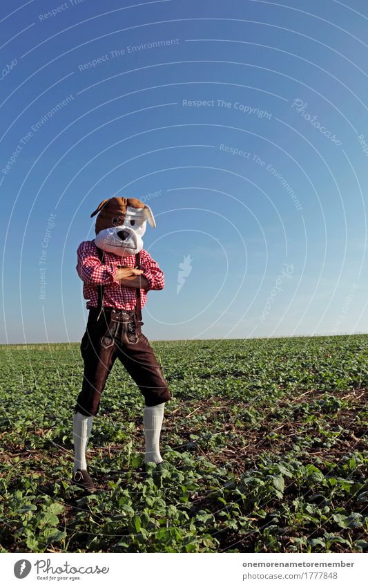Oktoberfest - warten Kunst Kunstwerk ästhetisch Bayern Tracht Tradition Feld verschränkt Lederhose Mann Hund Kostüm Freude spaßig Spaßvogel Spaßgesellschaft