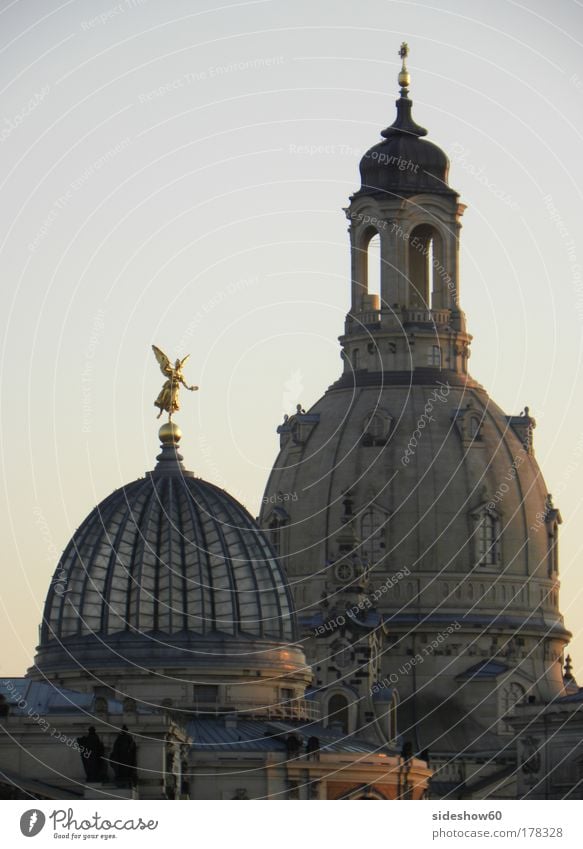 zu dir oder zu mir? Farbfoto Außenaufnahme Menschenleer Abend Zentralperspektive Tanzen Himmel Wolkenloser Himmel Dresden Deutschland Europa Kirche Bauwerk