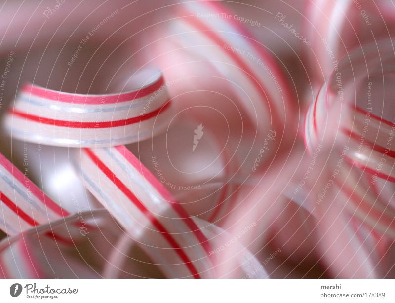 Kringel rot-weiß Farbfoto Zeichen Linie Streifen Schnur Schleife Kitsch rosa Geschenkband Verpackungsmaterial Kreis Strukturen & Formen Hintergrundbild