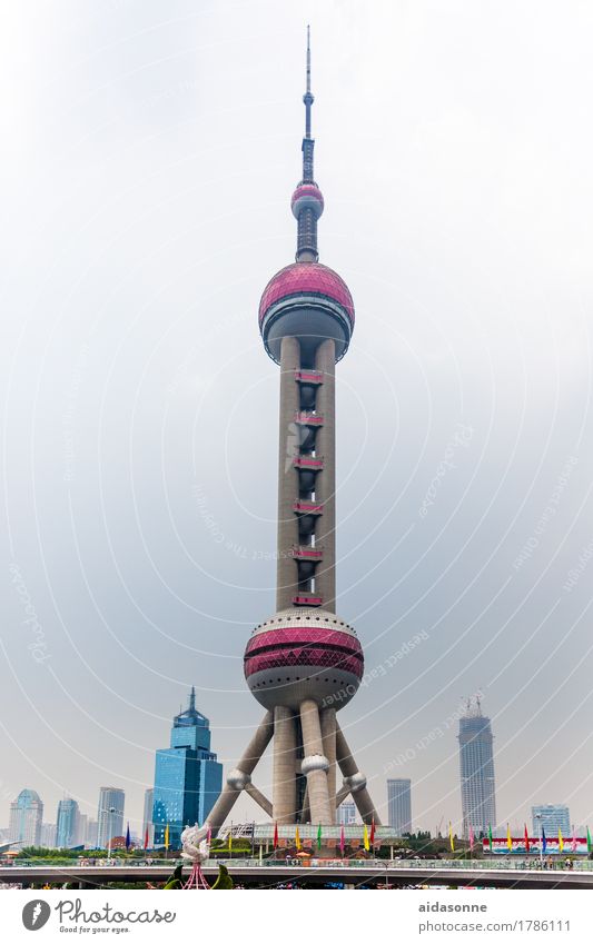 Pearltower Shanghai China Hafenstadt Stadtzentrum Skyline überbevölkert Haus Platz Turm Bauwerk Gebäude Architektur Sehenswürdigkeit Ferien & Urlaub & Reisen